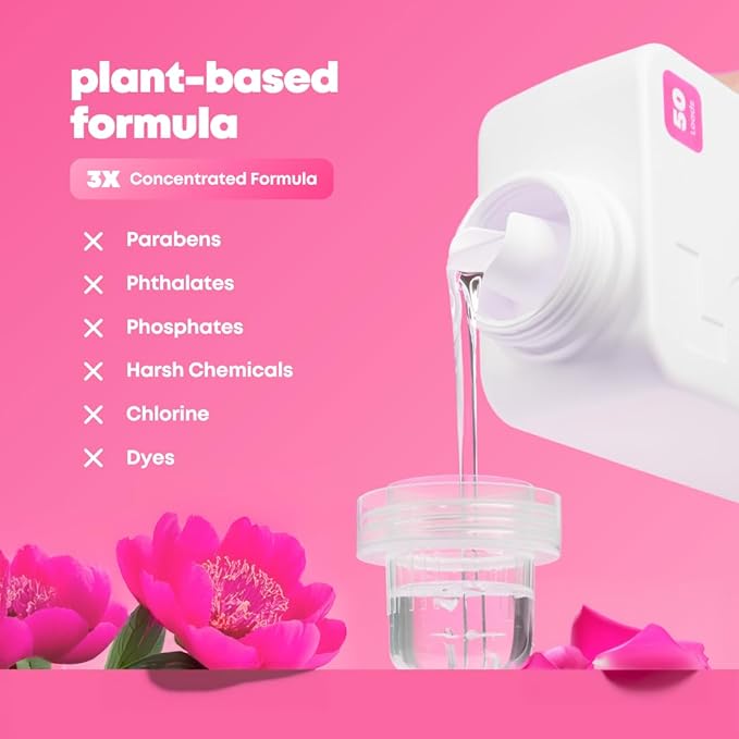 Loaded Laundry Detergent, Luxury Cologne Scented | 50 Loads | Rose Petals & Peony | Skin-Friendly & Plant-Based | Made in USA | 32 oz