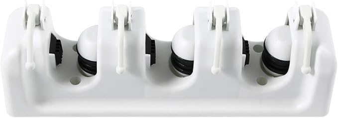 Zerodeko Mop Broom Holder Slots and Hooks for Efficient Storage Garage Garden and Kitchen Wall Mounted Organizer for Mops Brooms and Cleaning Tools White
