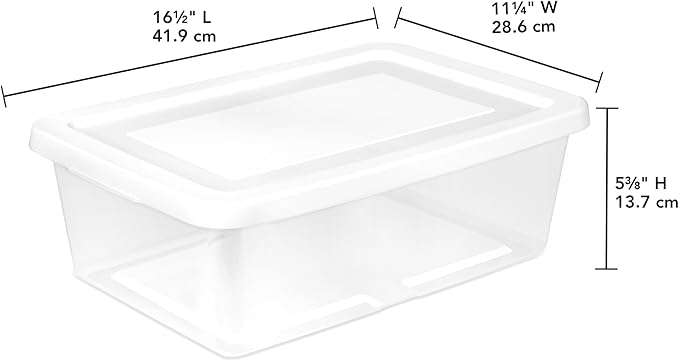 Sterilite 24 Pack Storage Box, 12 Quart Stackable Tote, Clear Plastic Container with Secure Snapping Lids for Home and Office Organization, White