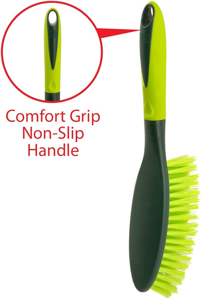 Pine-Sol Dustpan and Brush Set | Nesting Snap-On Design | Portable, Compact Dust Pan and Hand Broom for Cleaning with Rubber Grip Edge, Green