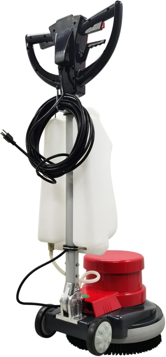 110V Floor Cleaning Machine, 17" Heavy Duty Multi-functional Floor Scrubber, Commercial and Industrial Scrubber Machine Red