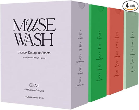 Laundry Detergent Sheets | Enzyme-Powered, Vegan, Paraben-Free | Luxury Scents | Plastic-Free, Eco-Friendly, Travel-Friendly Packaging (200 Loads - 4 Boxes, STARTER SET)
