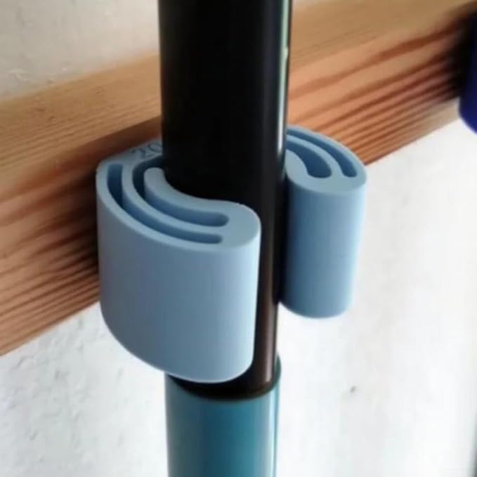 3 Pieces Mop and Broom Holder Wall Mounted Organizer Clips for Efficient Storage and Organization in Bathroom Kitchen or Garage (blue)