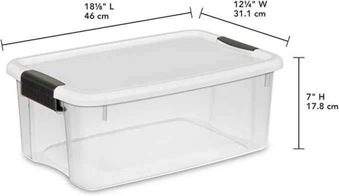 STERILITE 19848006 Ultra Storage Tote with Titanium latches, 18 Quart