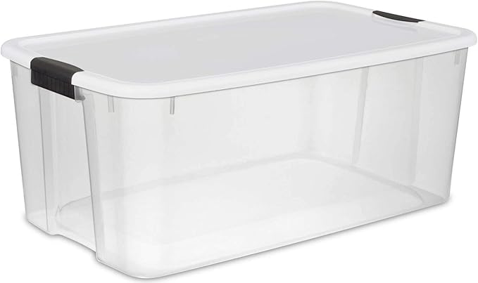 Sterilite 116 Quart and 66 Quart Multipurpose Ultra Storage Tote Box Storage Containers for Home or Office Organization, Clear, 4 Pack and 6 Pack