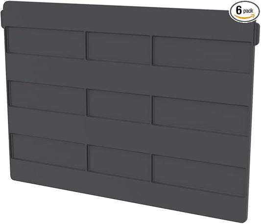 Akro-Mils 41270 Plastic Width Dividers for AkroBins Stackable Storage Bins Model 30270, Custom Storage Inserts for Tools, Crafts & Supplies, 6-Pack, Black
