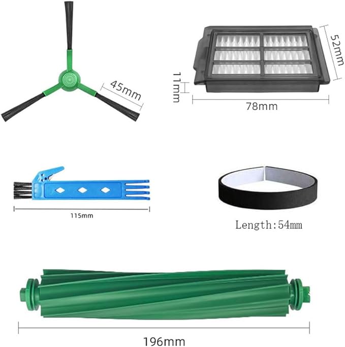 Replacement Parts for iRobot Roomba Plus 405 (G181) Combo & 505 Combo Robot Vacuum Cleaner Accessories Kit 13 Packs 2 Main Brushes, 4 Filters, 6 Side Brushes, 1 Bumper Stripe