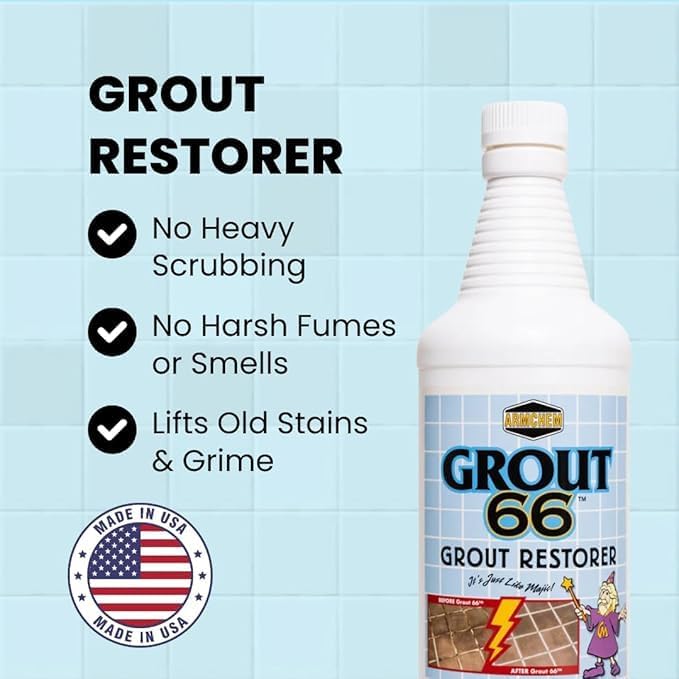 Grout66: Grout and Tile Cleaner with Low-Odor, Non-Fuming Formula Ideal for Heavy-Duty Cleaning, Quick Touch-Ups, and Tile Maintenance. This Two Quarts Kit ensures Effortless Cleaning.