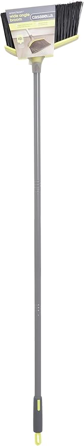 Casabella Wayclean Wide Angle Broom with Densely Packed Bristles, Gray