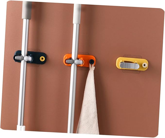 4pcs Bathroom Storage Rack Mop Broom Holder Wall Mounted Mop Hanger Cleaning Tools Organizer