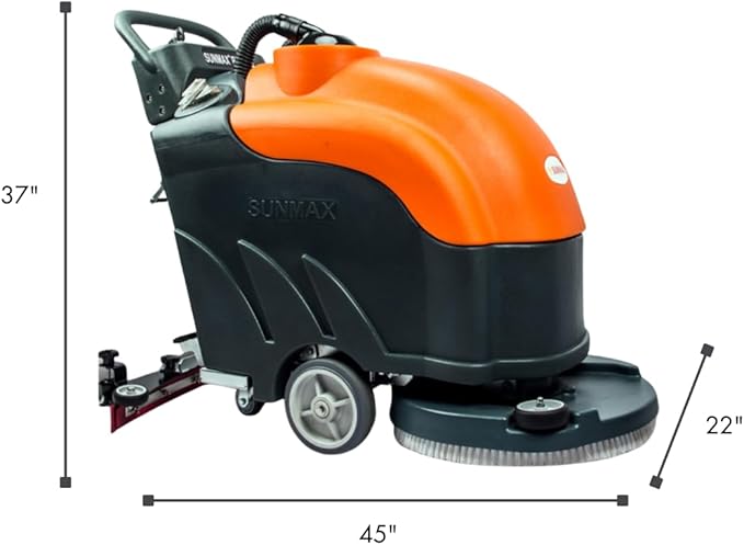 SUNMAX RT50AC 22" Electric Floor Scrubber Dryer Machine, 22 FEET Power Cord, 14.5-Gal Sewage Tank, 22" Brush/Pad Cleaning Width; 31" Squeegee Width