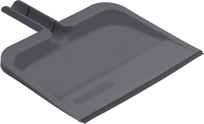 Superio Clip-On Dustpan with Rubber Lip - 10-inch Wide Durable Plastic Dust Pan with Comfort Grip Handle, Lightweight Multi Surface, Heavy Duty, Easy Sweep Broom Gray