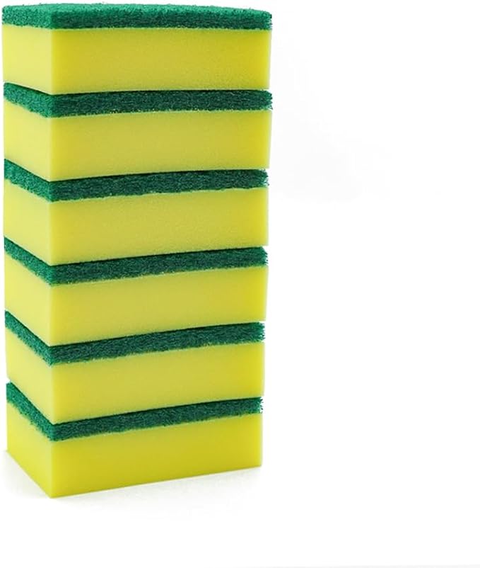Kitchen Cleaning Sponge,Heavy Duty,Non-Scratch,High Density and for Multi-Surface Use (Homes & Offices) - 6 Pack (Yellow/Green)