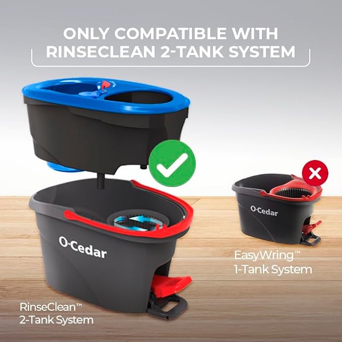 O-Cedar Genuine RinseClean Deep Clean Spin Mop Head Replacement | Machine Washable | Reusable | Microfiber Refill | 40% More Cleaning Power