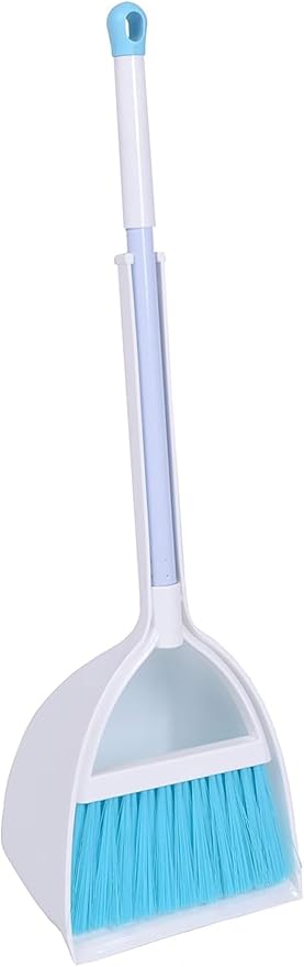 Mini Broom and Dustpan, Home Kitchen Sweeping for Kids(White+Blue)