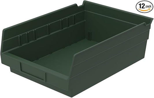 Akro-Mils 30150 12-Inch by 8-Inch by 4-Inch Plastic Nesting Shelf Bin Box, Hunter Green, Case of 12