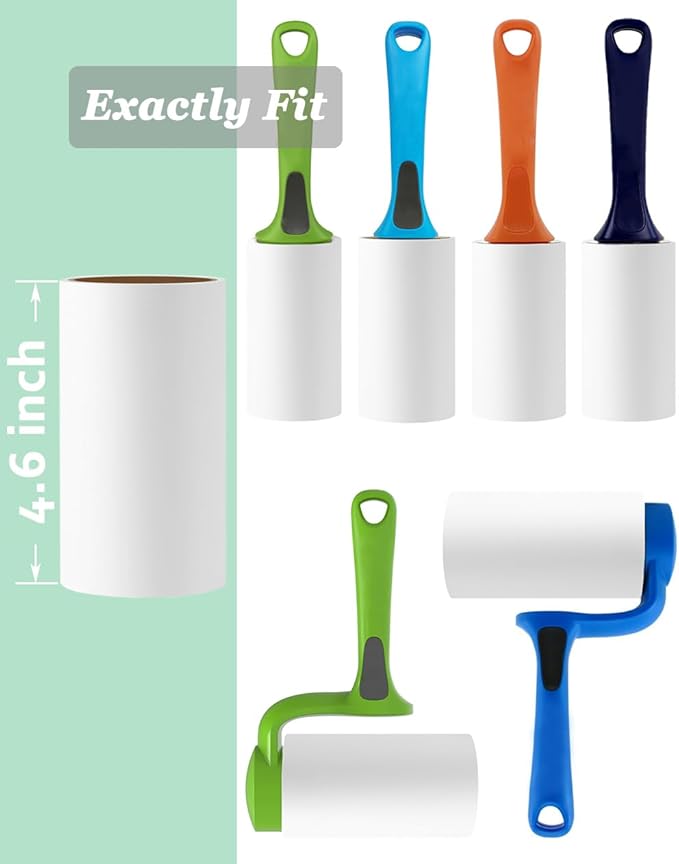 4.6 inch Giant Lint Roller Refills Compatible with Evercare Giant Lint Rollers and T Handle Lint Roller Extreme Stick Pet Hair Remover Adhesive Refills 5 Rolls 60 Sheets per Roll Total 300 Sheets