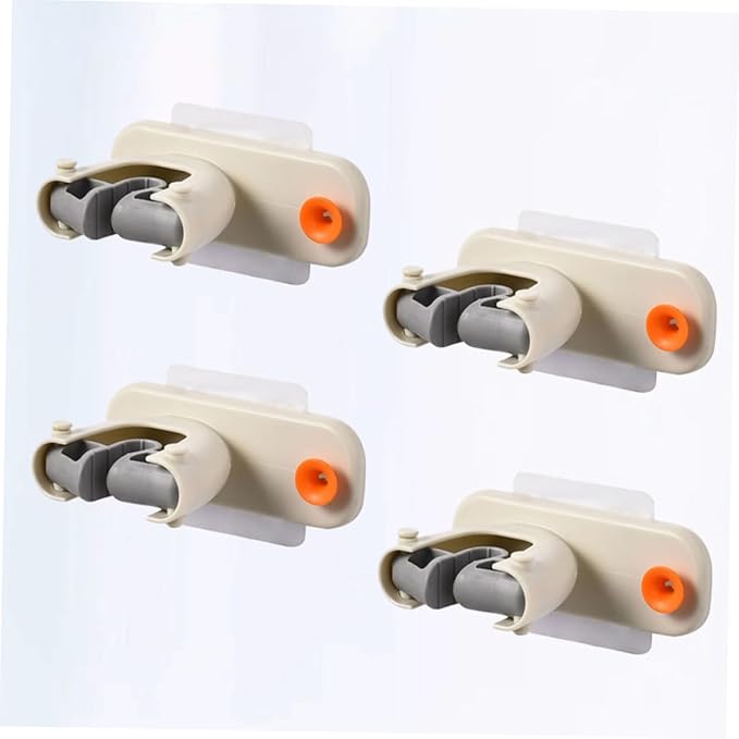 4pcs Hook Rack Mop Clip Broom Organizer Heat-Resistant Mop Hanger Wall Mount Cleaning Tools