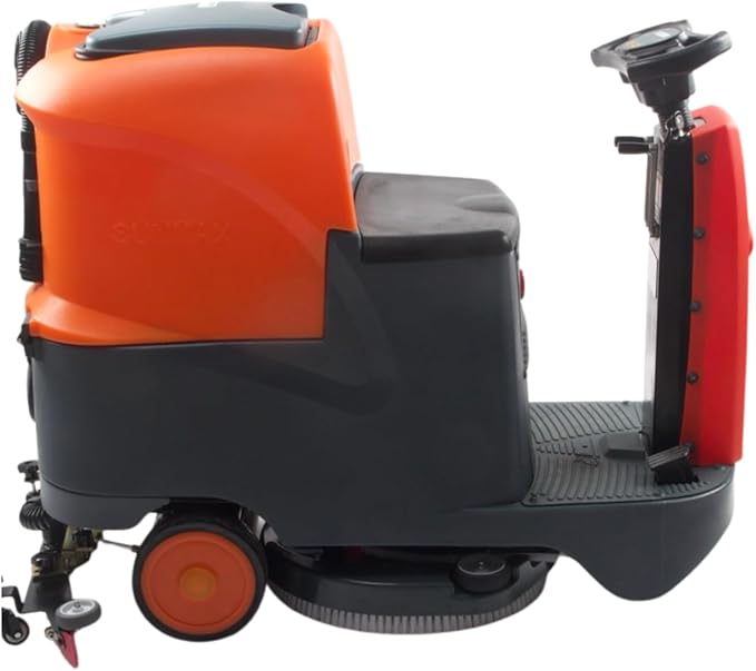 Ride-On Commercial Floor Scrubber Machine, 48,400 Sqft/H, 22" Brush & 31.5" Squeegee, 18.5 Gal/18.5 Gal Dual Tanks, 700 mbar Suction, 200 RPM