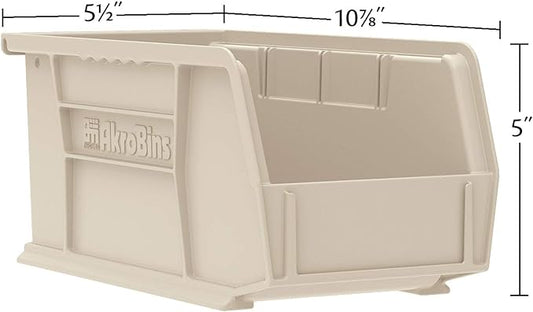 Akro-Mils 30230 AkroBins Plastic Storage Bins, Space-Saving Stackable Bins for Garage, Pantry, Craft Organization, 11-Inch x 5-Inch x 5-Inch, Green, 12-Pack