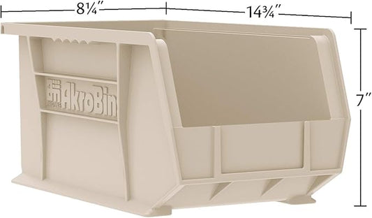 Akro-Mils 30240 AkroBins Plastic Storage Bins, Space-Saving Stackable Bins for Garage, Pantry, Craft Organization, 15-Inch x 8-Inch x 7-Inch, Green, 12-Pack