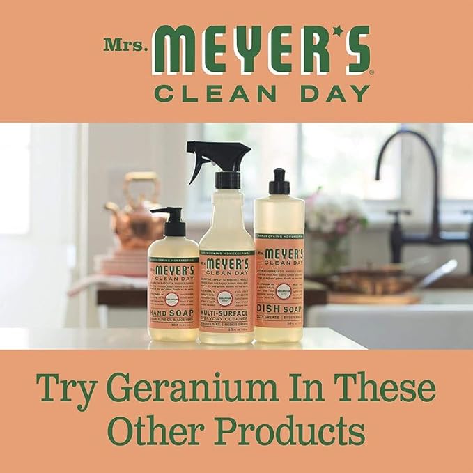 Mrs. MEYER'S Kitchen Set, Dish Soap, Hand Soap, and Multi-Surface Cleaner, 3 CT (Geranium)