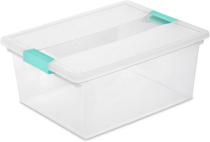 Sterilite Deep Clip Storage Box Container with Lid, Clear, 8 Pack and Medium Clip Box for Home, Craft Room, and Office Organization, 4 Pack