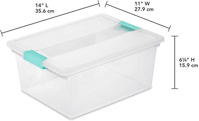 Sterilite Deep Clip Storage Box Container with Lid, Clear, 8 Pack and Medium Clip Box for Home, Craft Room, and Office Organization, 4 Pack