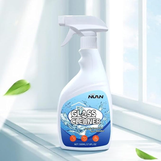 NUAN Glass Cleaner, Streak-Free Shine, Non-Residue Formula, 500ml/17.6fl oz Spray Bottle for Windows, Mirrors and Glass Surfaces