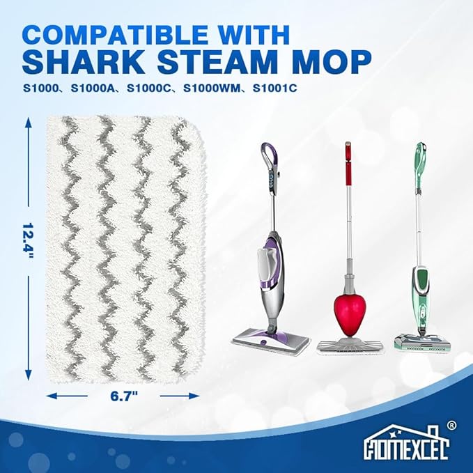 HOMEXCEL Steam Mop Replacement Pads for Shark Steam Mops S1000/S1000A/S1000C/S1000WM/and S1001C-Reusable Microfiber Steamer Scrub Mop Pads for All Hard Floors-2 Pack