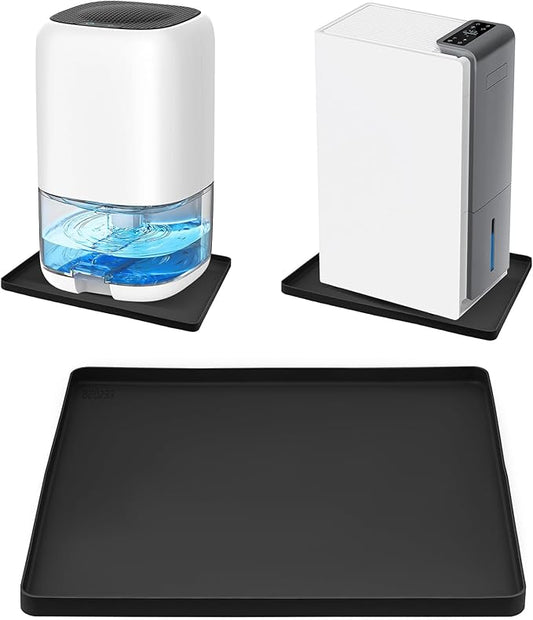 Dehumidifier Drip Pan, 18''x15'' Humidifier Drip Pan, Prevent Water Leakage and Protect Floor & Carpet, Non-Slip & Leak-Proof Silicone Mat with Raised Edge, for Under Dehumidifier and Humidifier Mat