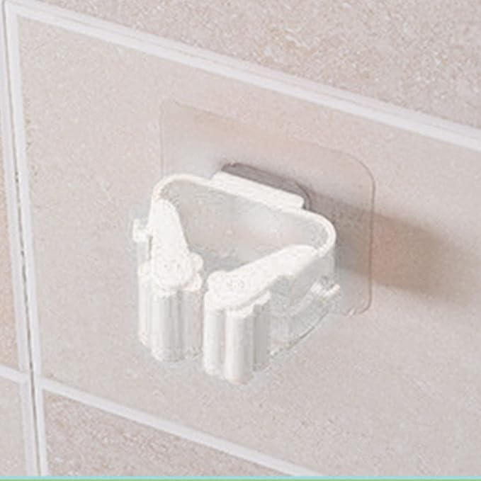 EVTSCAN 3pcs Mop and Broom Holder - Wall Mounted Broom Organizer Laundry Room Home Garden Garage Storage and Organization Rack(White)