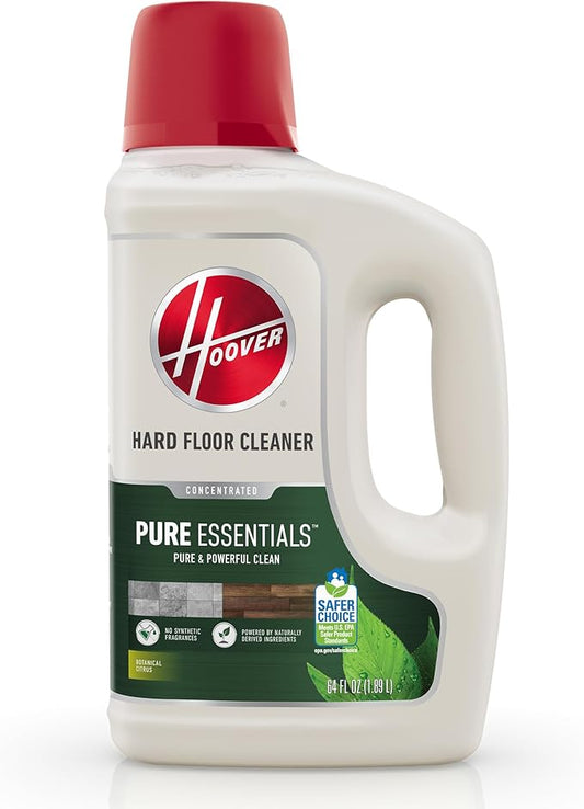 Hoover 64 oz Pure Essentials Hard Floor Cleaner Solution, for Sealed Hard Floors, Botanical Citrus Scent, Full Strength Cleaning Made From Plants, AH31465