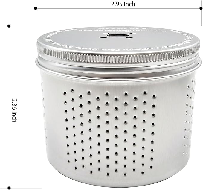 Gun Safe Dehumidifier - Portable Moisture Absorber, 200g Reusable Indicating Silica Gel Desiccant Canister for Gun Cabinets & Safes, Protect 27 Cubic Feet, Aluminum Shell,Silver