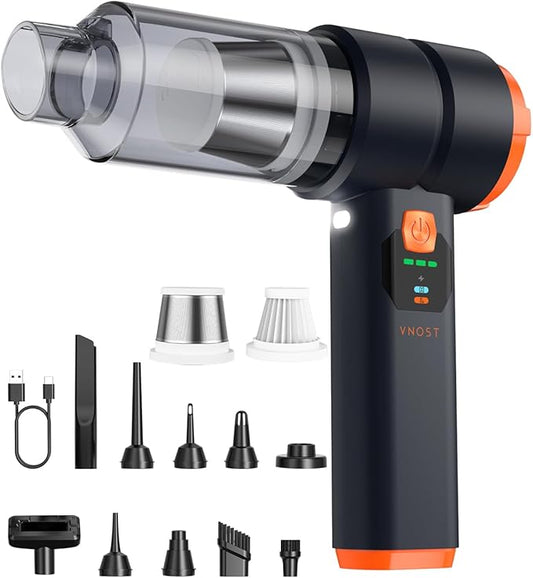 Car Vacuum Portable Cordless, 4-in-1 Handheld Vacuum Cordless with 30000PA Suction, 130000RPM, 6800mAh Battery, 10 Nozzles, Rubber Paint Material for Car, Home, Birthday Gifts (Black)