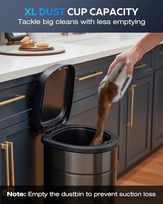 Zefiro Compact Powerful Cordless Handheld Vacuum, Rechargeable Portable Car Vacuum for Car & Pet Hair, XL Dust Cup, 25Kpa High Suction, Long Runtime, 2 Brushes, 2 Filters