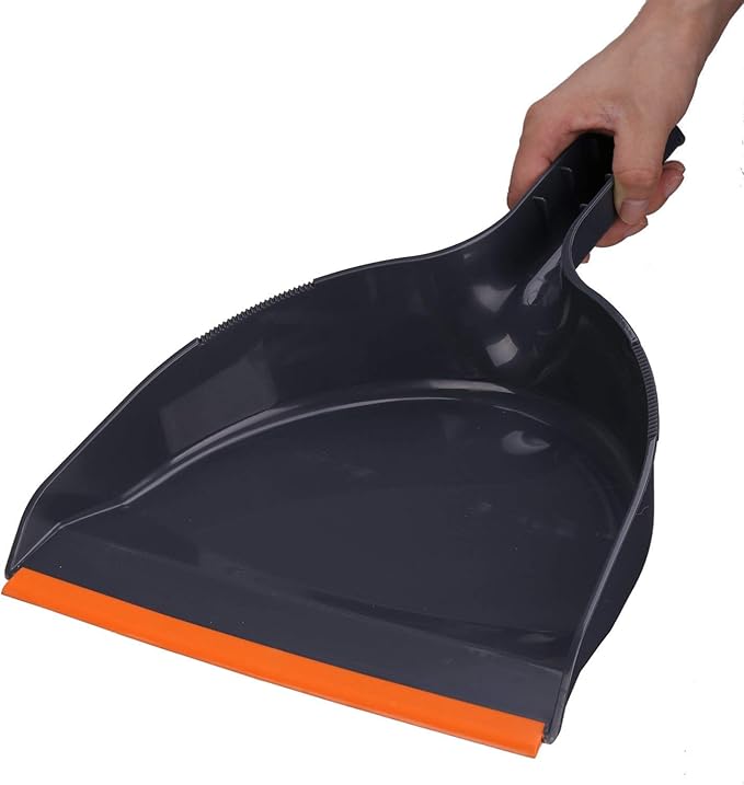 TreeLen Angle Broom and Dustpan Set, Dust Pan Snaps On Broom Handles Orange