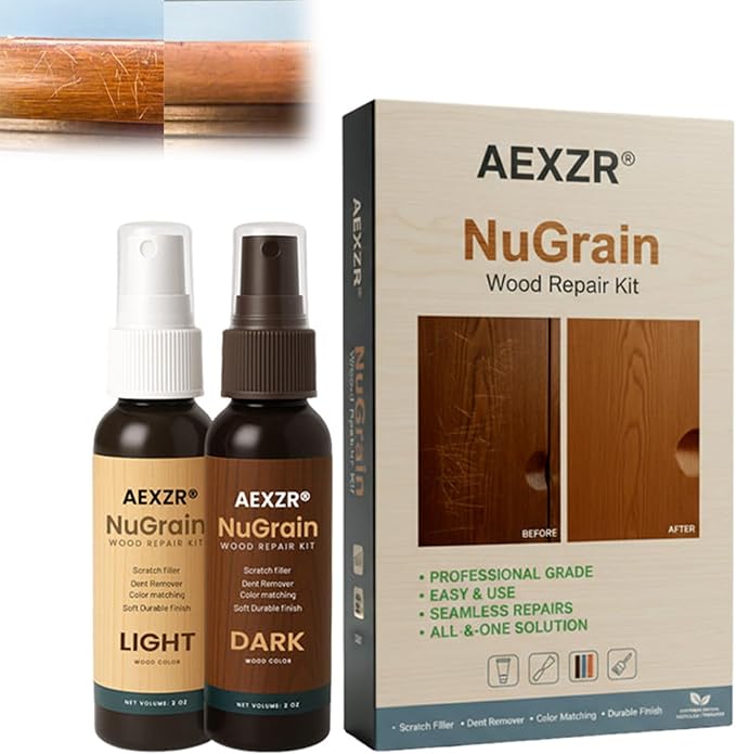 NuGrain Wood Repair Kit, Easy-Fix Wood Furniture Repair, Professional Wood Floor Scratch Repair - Restores Wood Scratch, Covers Nicks, Marks, Minor Defects (1)