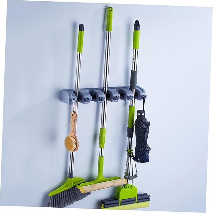 Mobestech Wall-mounted Mop Stand Bathroom Organizers for Holders Hook Wall Storage Organizer Kitchen Mop Broom Holder Over The Door Organizer Wall Mounted Storage Tool Storage Rack Blue