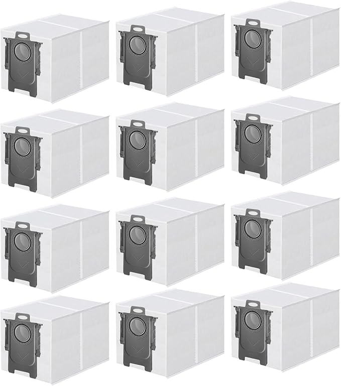 12 Packs Dust Bags Compatible with Roborock QV 35S/35A/Qrevo S5V/Saros 10/ 10R/Q Revo/Qrevo S/Qrevo 2R3W/Pro/MaxV/Master/Plus/Curv/S8 Max Ultra/S8 MaxV Ultra/Qrevo Slim Vacuum Cleaner, 3L Capacity
