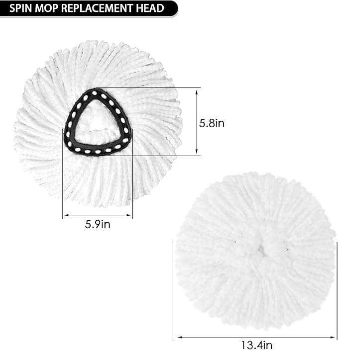 16Pack Spin Mop Replacement Heads,Spinning Mop Replace Head for Floor Cleaning, 100% Microfiber Mop Head Replacement Compatible with Triangle Spin Mop Refill for Easy Wring Mop,White