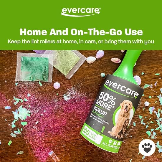 Evercare Ultra Sticky Pet Lint Roller Value Pack with 2 Lint Rollers and 3 Refill Rolls, 60 Sheets Each