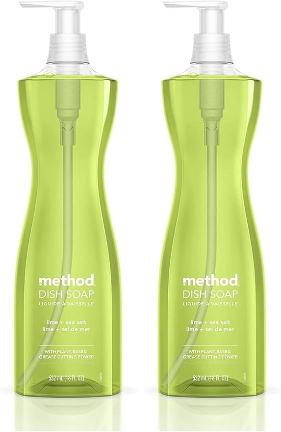 Method Dish Soap, Lime + Sea Salt, Tough on Grease, 18 Fl Oz (Pack of 2)