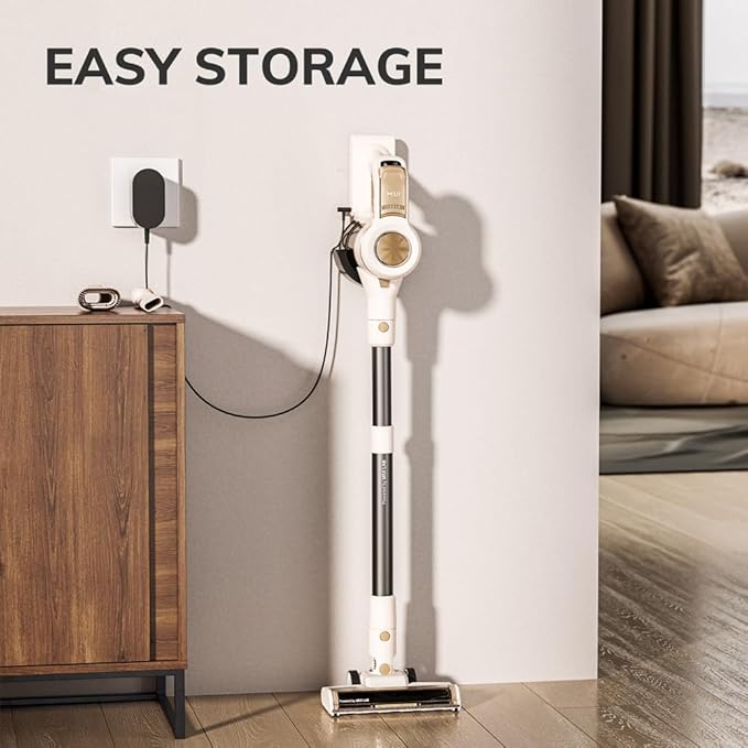 MIUI Cordless Upright Vacuum Cleaner, 45000Pa M2 Powerful Suction Brushless Motor, V-Shaped Anti-Hair Tangle Brush, Optical Dust Detection, Stick Vacuum for Hard Carpet,Floor,Pet Hair