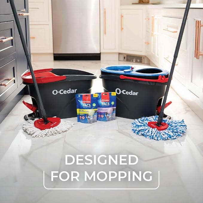 O-Cedar EasyWring RinseClean Microfiber Spin Mop & Bucket Floor Cleaning System with Citrus and Lavender Pacs (Variety Pack)