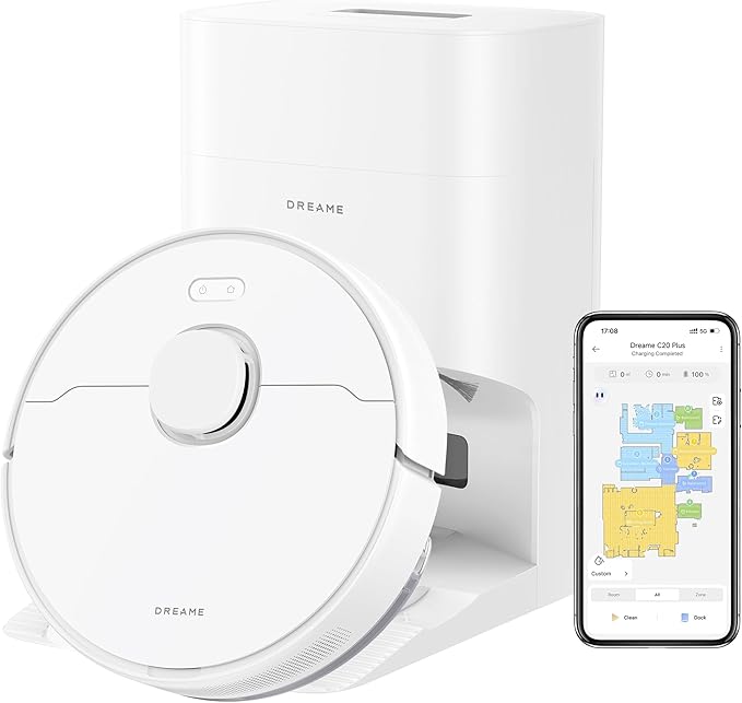 DREAME Robot Vacuum and Mop Combo, 90 Days Self-Emptying Robotic Vacuum, Power Suction Robot Vacuum, LiDAR Navigation, APP/Voice Control, Robot Vacuum Cleaner for Pet Hair/Carpet/Hard Floor