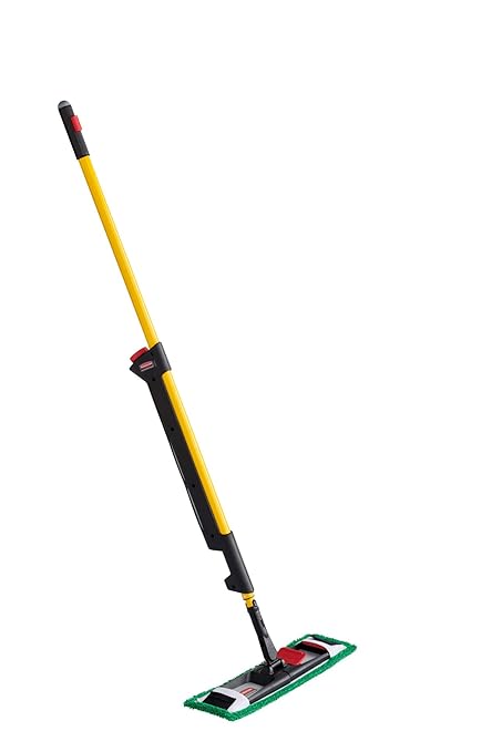 Rubbermaid Commercial Products 18 inch Adaptable Flat Mop Microfiber Pad Green for Janitorial/Professional Cleaners and Light-Duty Cleaning/Mopping with Tab/Pocket Functions