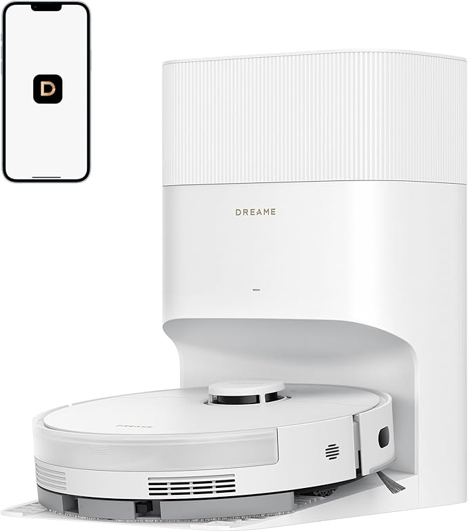 DREAME D20 Plus Robot Vacuum and Mop, 13,000Pa Suction, Self-Emptying with 5L Dust Bag, DuoBrush for Pet Hair, LDS Mapping, App & Voice Control, 5200mAh Battery, Ideal for Hard Floors & Carpets