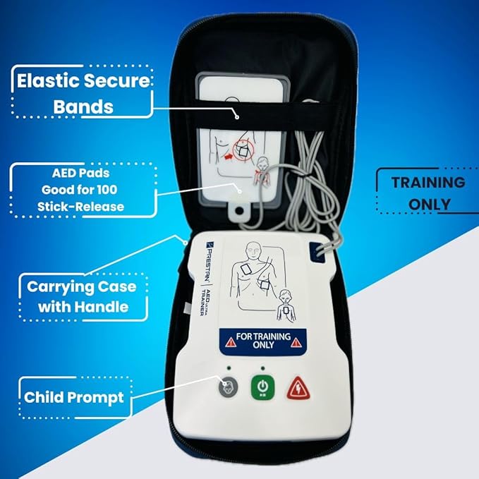 MCR Medical Prestan AED UltraTrainer Pack of 4, Replacement Pads Pack of 4, & Pack of 40 of CTK3