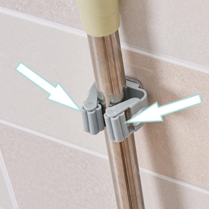 EVTSCAN 3pcs Mop and Broom Holder - Wall Mounted Broom Organizer Laundry Room Home Garden Garage Storage and Organization Rack(Gray)